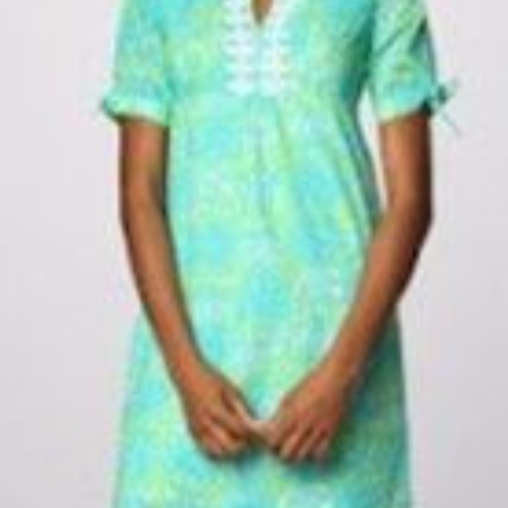 Lilly Pulitzer High-Waist Shift Dress Blue Ibiza Tropical Lace Cotton